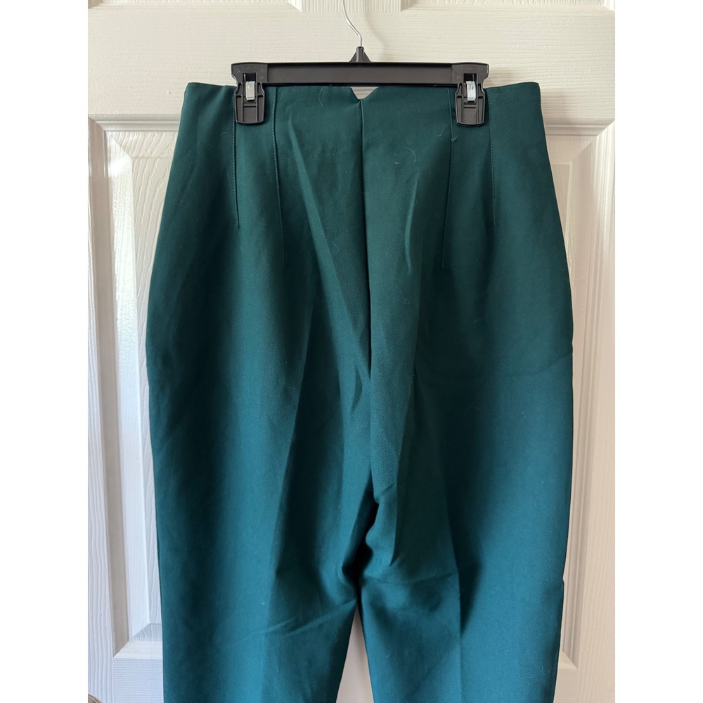 Zara Trousers Women Medium Green High Waisted Tapered Dress Pants 1608/532/529 - Picture 4 of 11